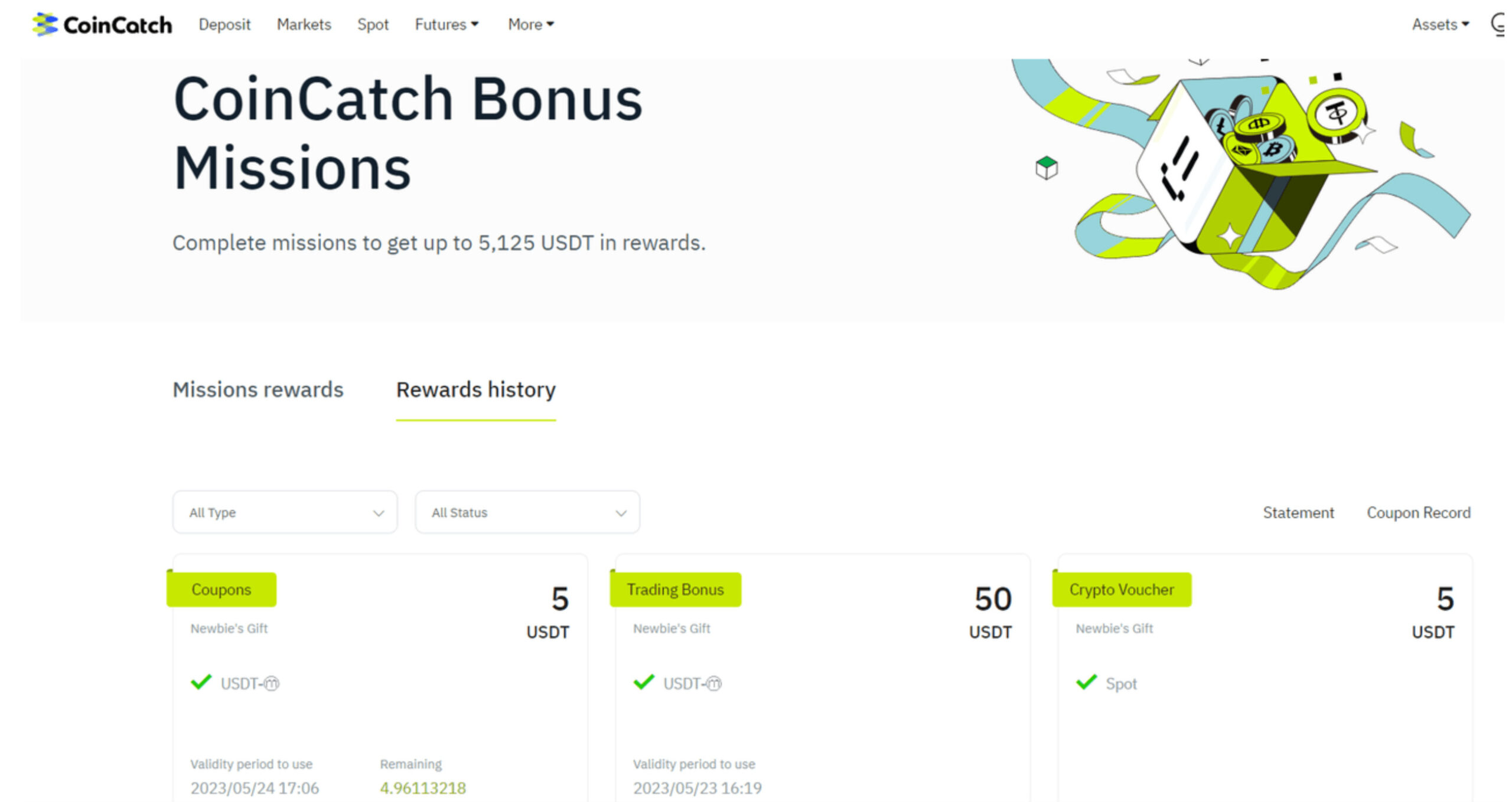 بونس ثبت نام صرافی CoinCatch